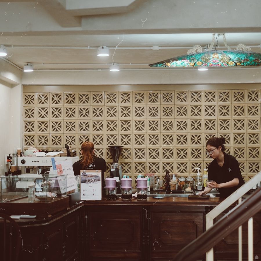 Barista at the coffee shop counter