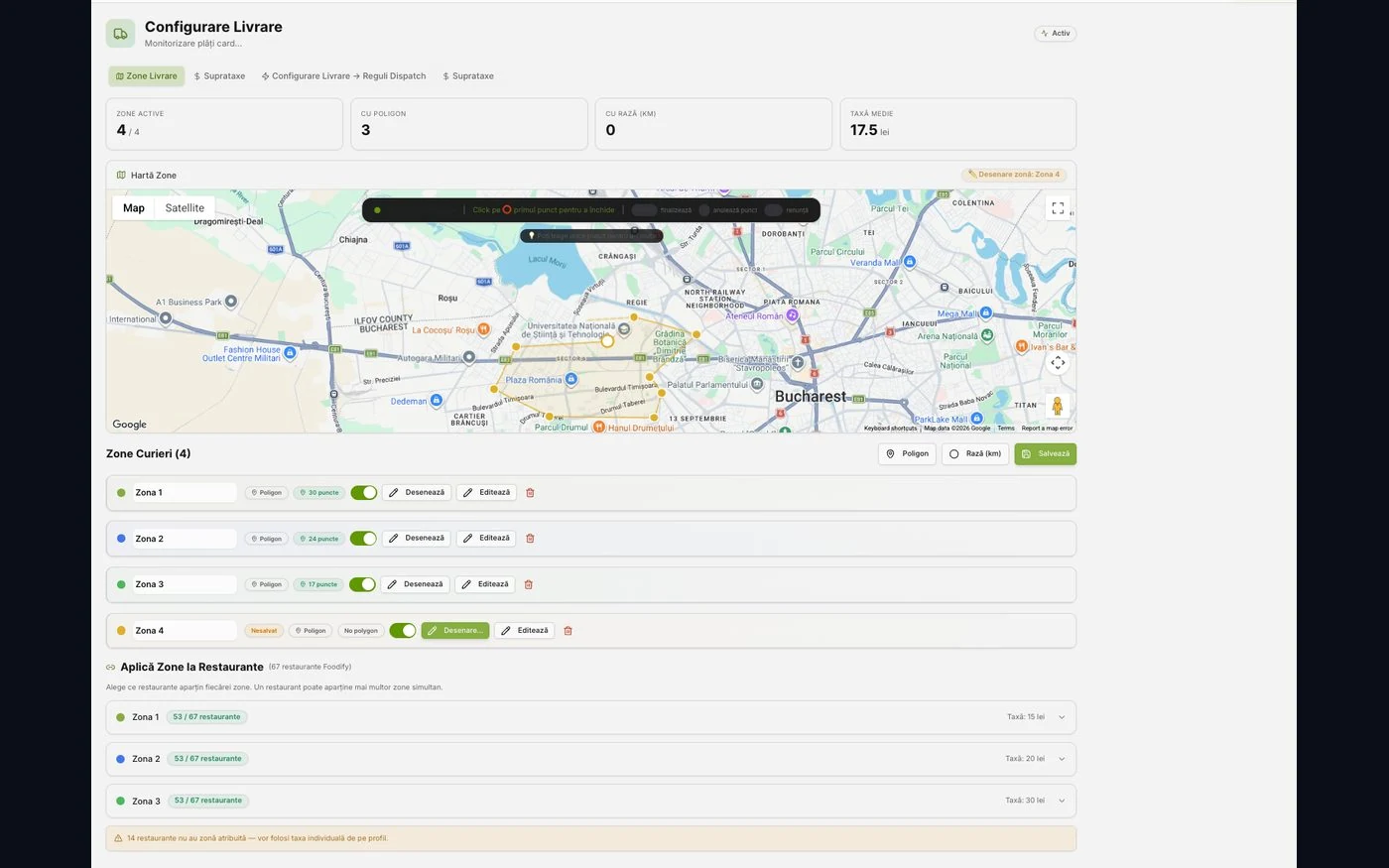 Delivery zones config