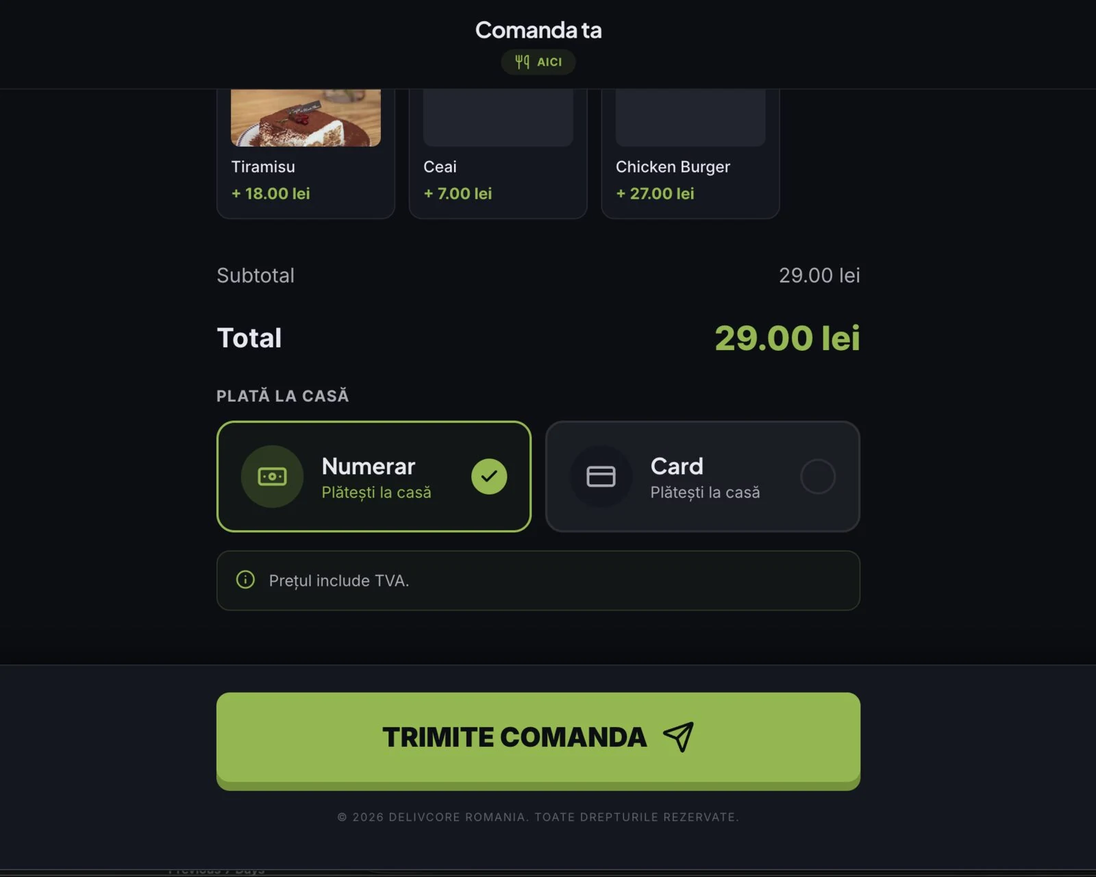 Kiosk payment screen